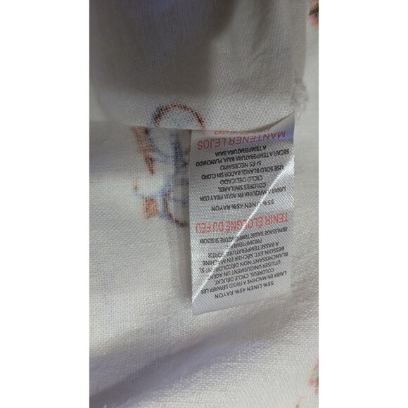 Rae Dunn Bicycle Print Button Down Shirt Womens Size Small White Linen Blend Top - Picture 6 of 6